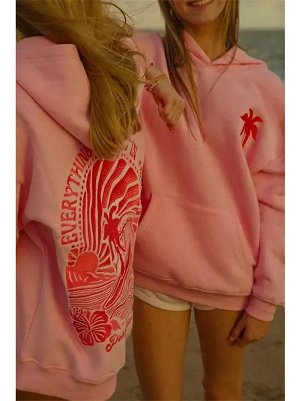 pink palm puff hoodie